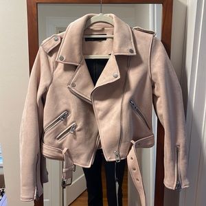 NWT Zara Cropped Pink Moto Jacket